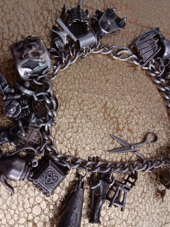 Vintage Jewelry - Rare VintageSterling Silver Charm Bracelet with Multiple Animated Charms